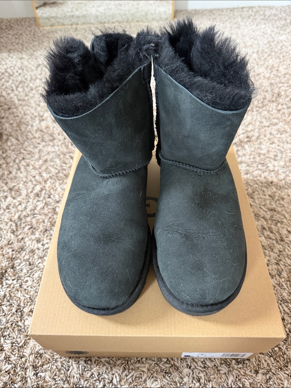 UGG Black Short Shearling Winter Boots